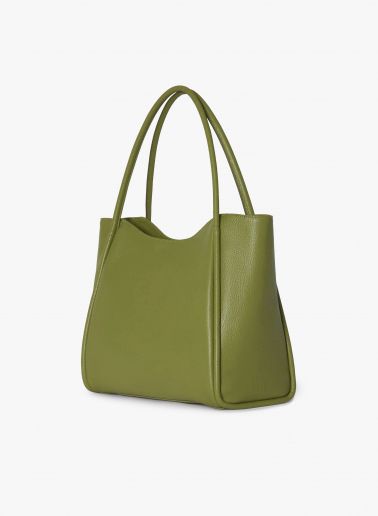 Shopper in pelle verde militare