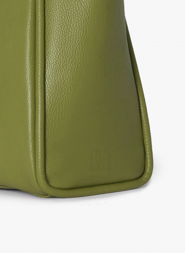 Shopper in pelle verde militare
