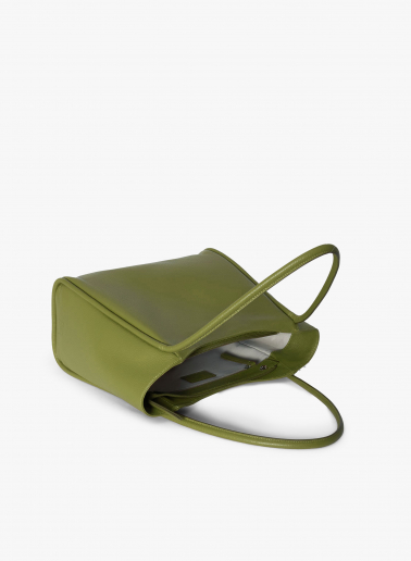 Shopper in pelle verde militare