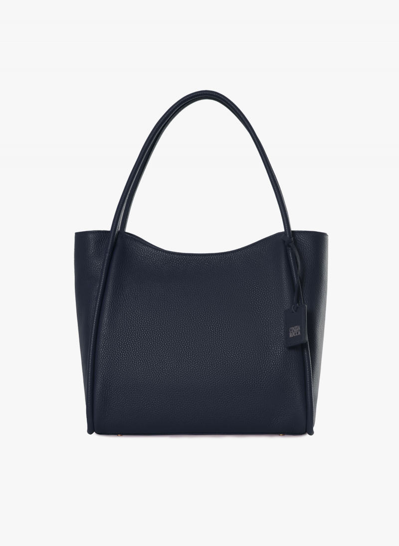 Shopper in pelle blu