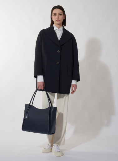 Shopper in pelle blu