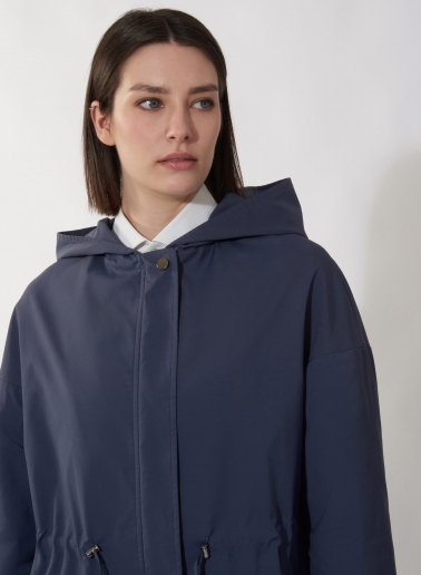 Parka aus regenabweisendem technischem Stoff in marineblau