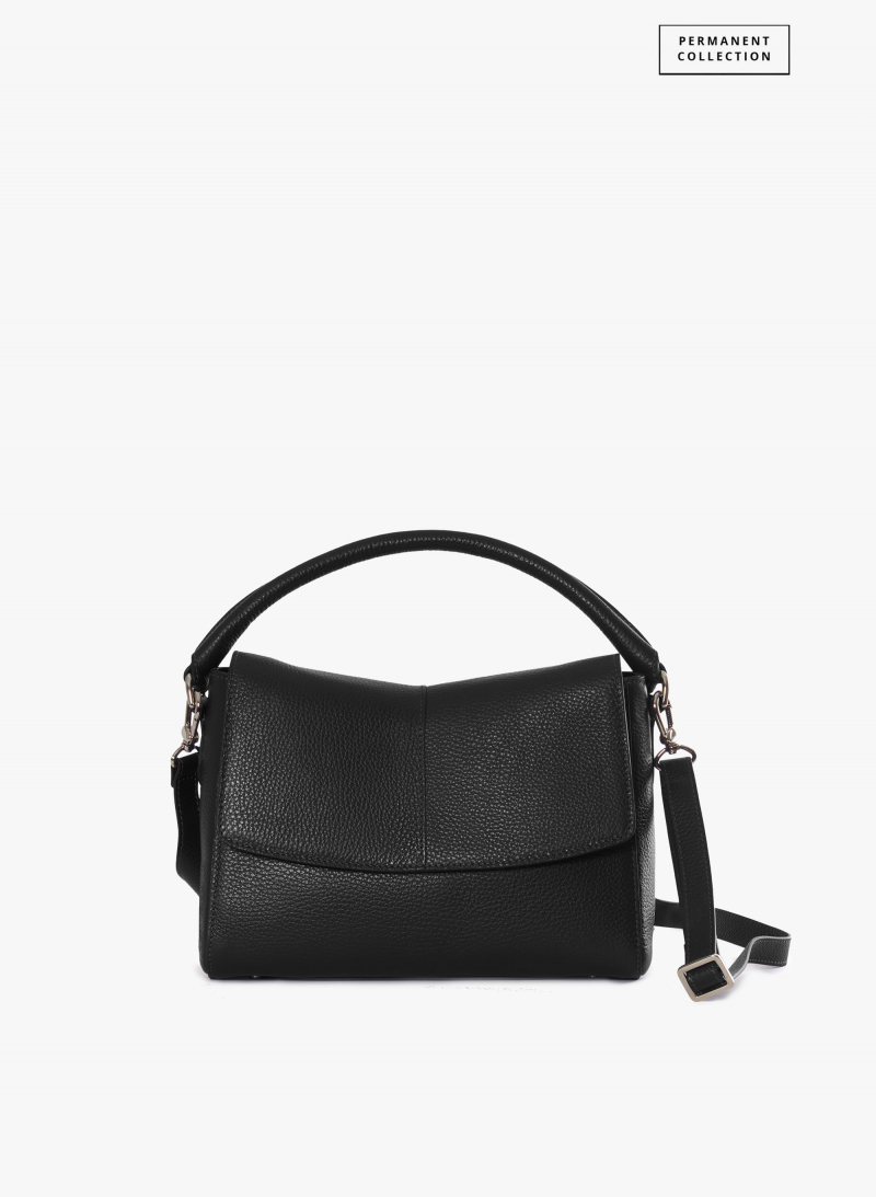 Borsa a mano in pelle nera