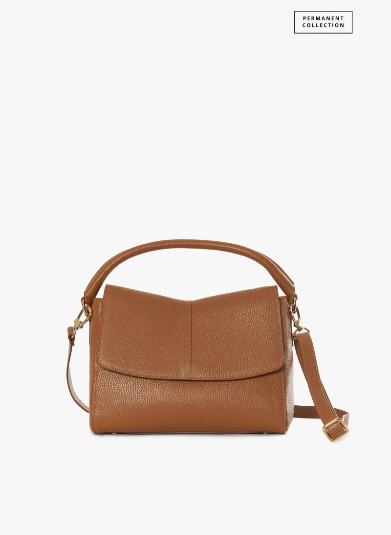 Borsa a mano in pelle color tabacco