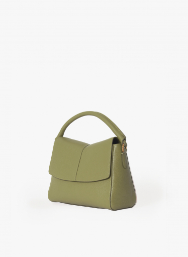 Borsa a mano in pelle verde militare