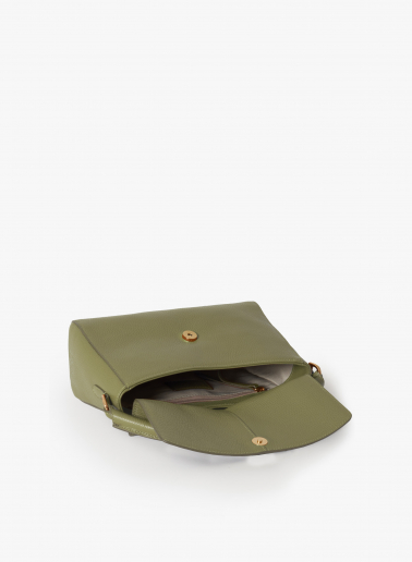 Borsa a mano in pelle verde militare