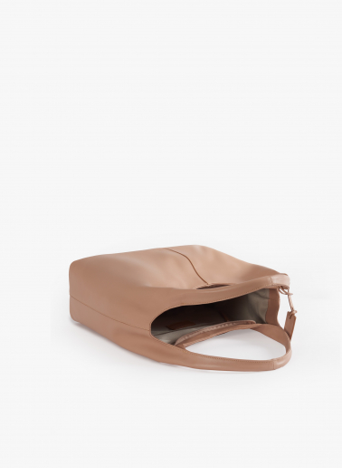 Maxi borsa a spalla in pelle liscia cipria