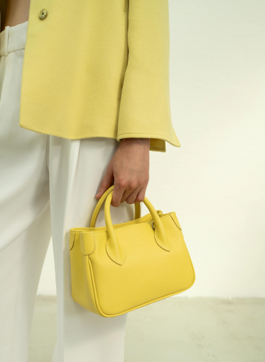 Borsa Tote mini in pelle gialla