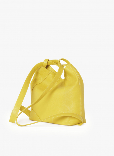 Yellow genuine leather backpack