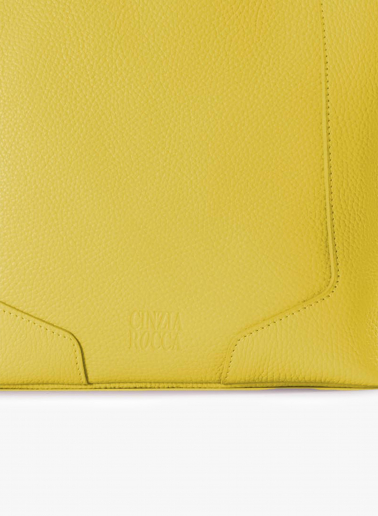 Yellow genuine leather backpack