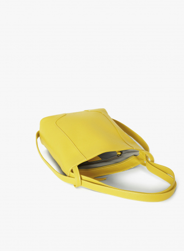 Yellow genuine leather backpack