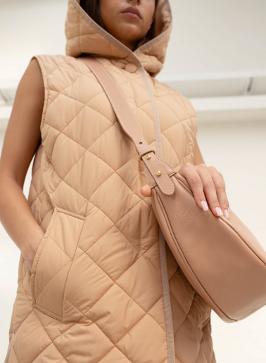 Half moon blush pink bag in genuine smooth leather