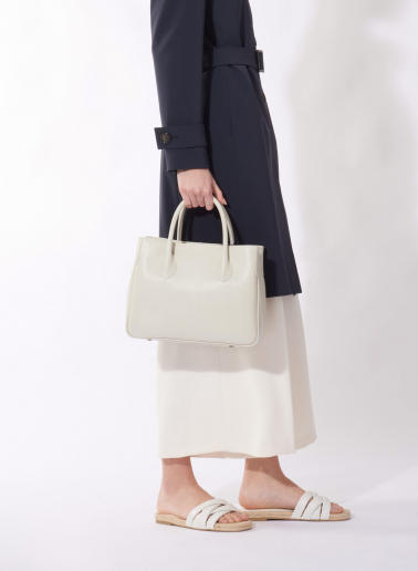 Kleine Tote Bag weiß aus Leder