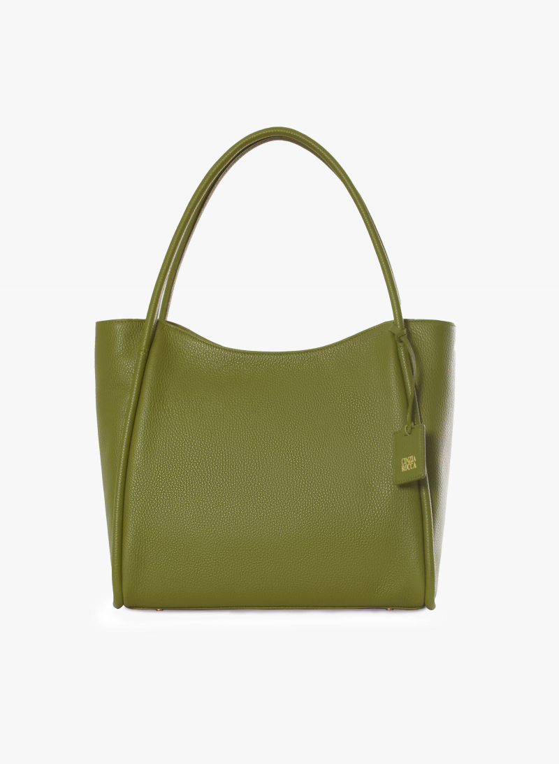 Leder-Shopper in Militärgrün