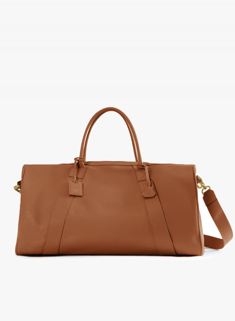 Reisetasche aus Leder in Tabakfarbe