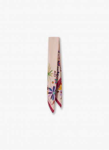 Tuch aus reiner Seide mit rosa Blumendruck