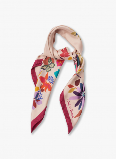 Tuch aus reiner Seide mit rosa Blumendruck