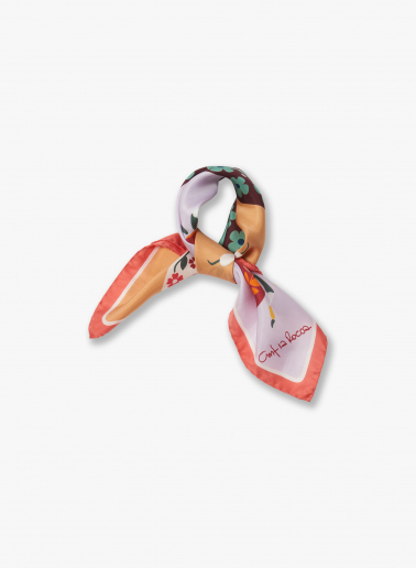 Kleines Seidentwill-Schal mit natürlichem Muster in rosa