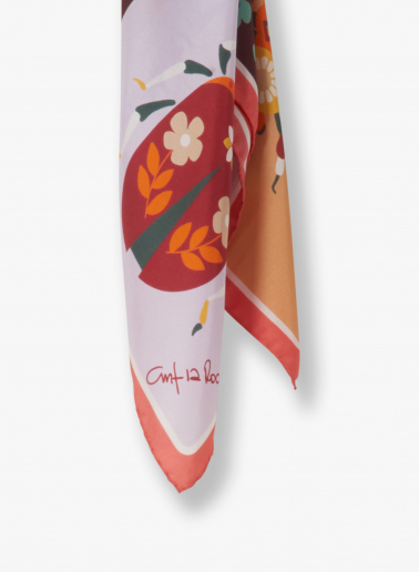 Kleines Seidentwill-Schal mit natürlichem Muster in rosa