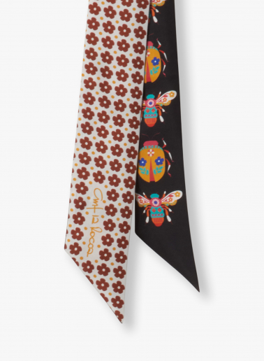 Black silk twill band with nature pattern