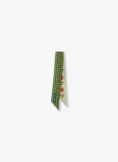Seiden-Twill-Stirnband mit natürlichem Muster in grün