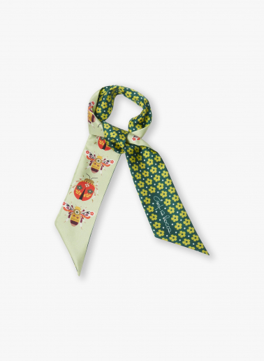 Seiden-Twill-Stirnband mit natürlichem Muster in grün