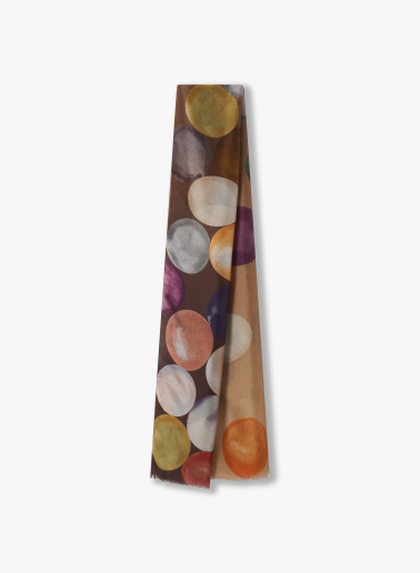 Maxi Seidenschal mit Kugelmuster in beige