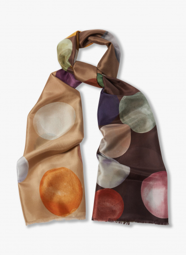 Maxi Seidenschal mit Kugelmuster in beige