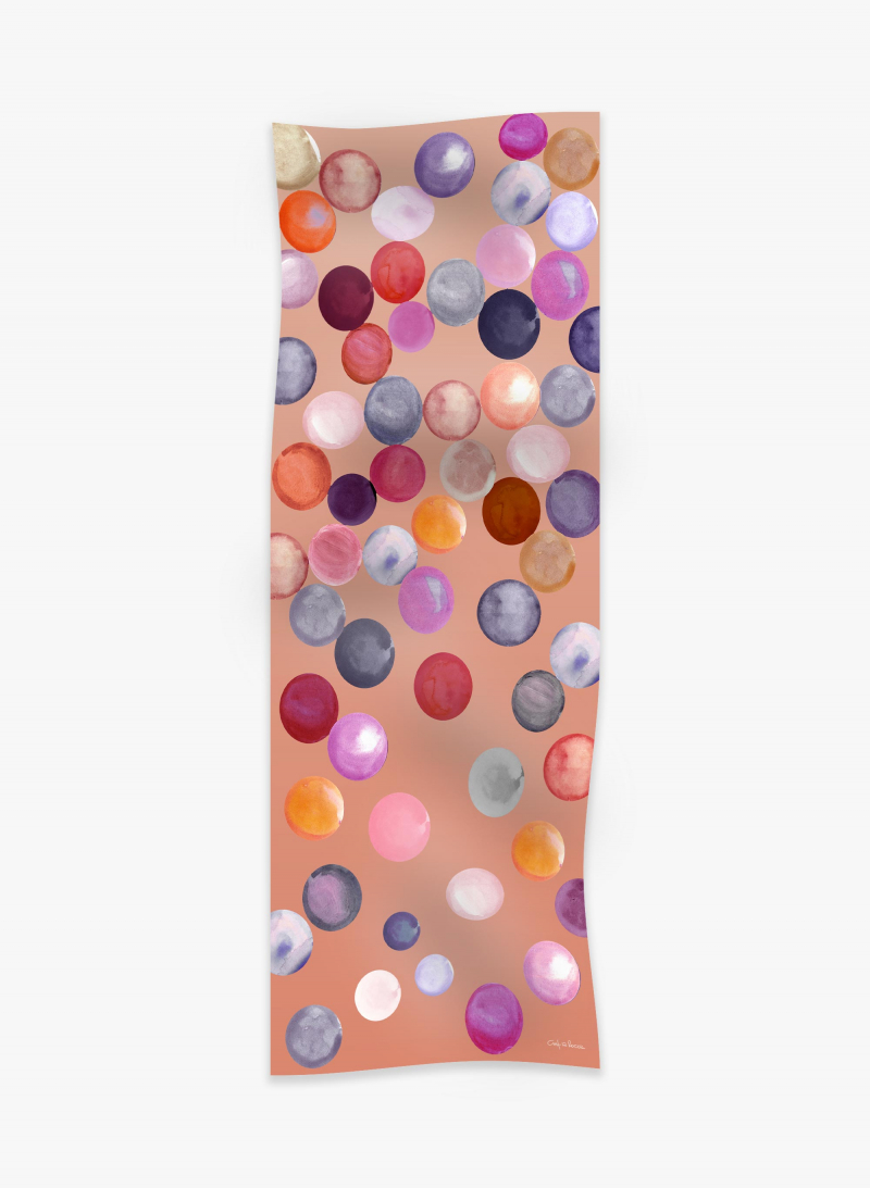 Maxi pink pure silk scarf with sphere pattern