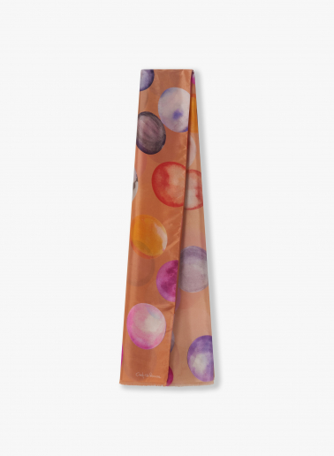 Maxi pink pure silk scarf with sphere pattern