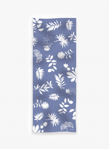 Light blue pure silk scarf with floral pattern