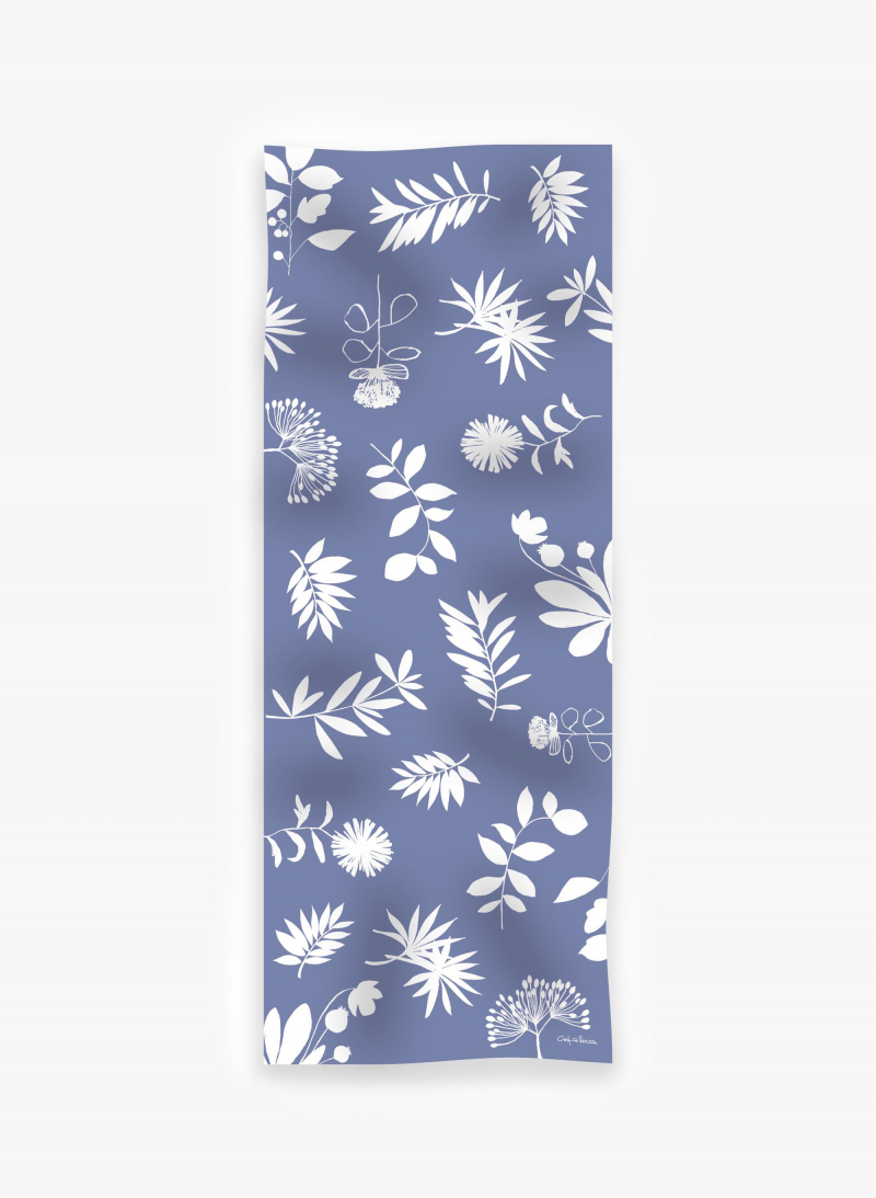 Tuch aus reiner Seide mit hellblau Blumendruck