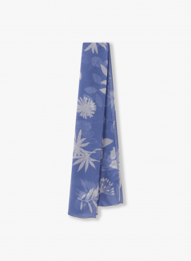 Tuch aus reiner Seide mit hellblau Blumendruck