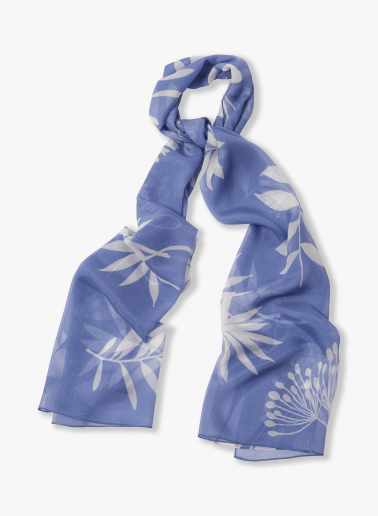 Tuch aus reiner Seide mit hellblau Blumendruck