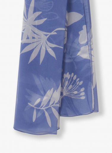 Tuch aus reiner Seide mit hellblau Blumendruck