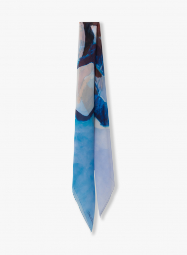 Seidenschal mit Aquarellblumenmuster in blau