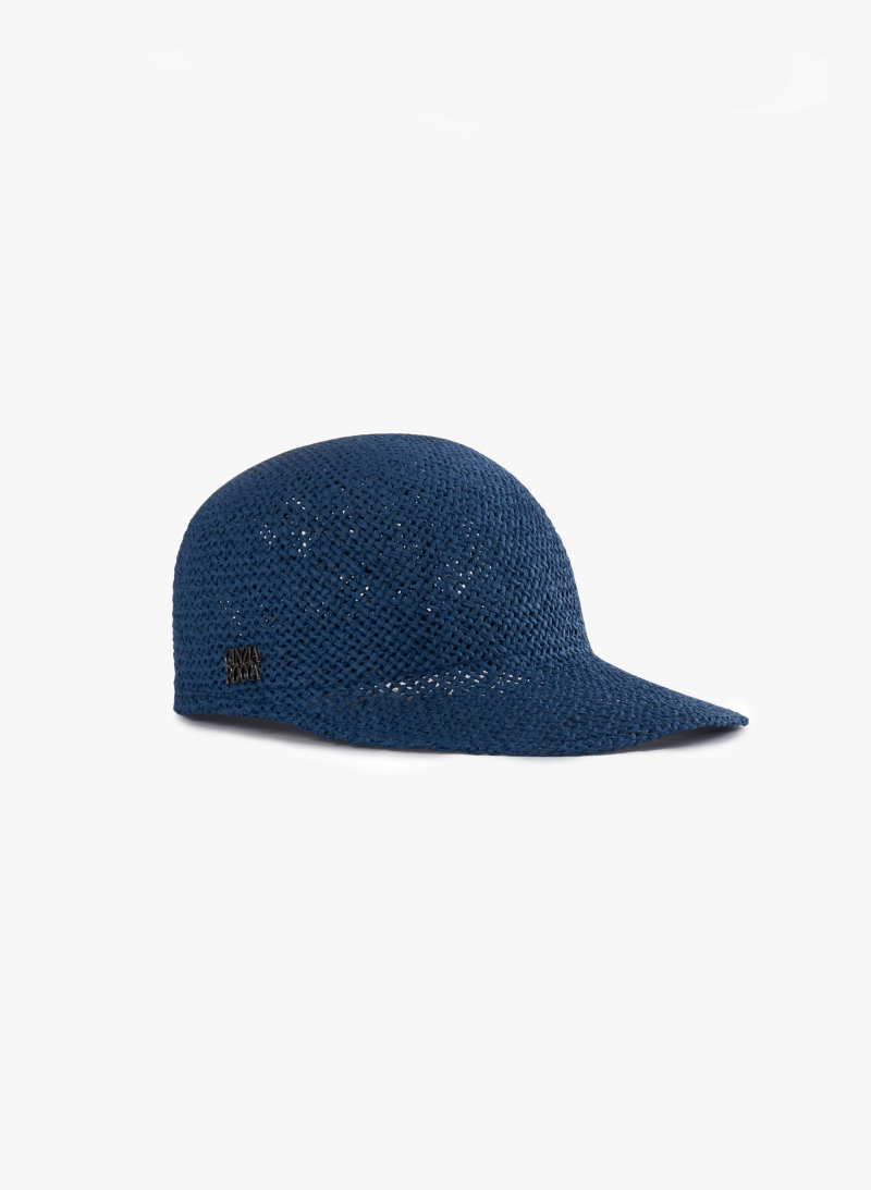 Baseballkappe aus Stroh in blau