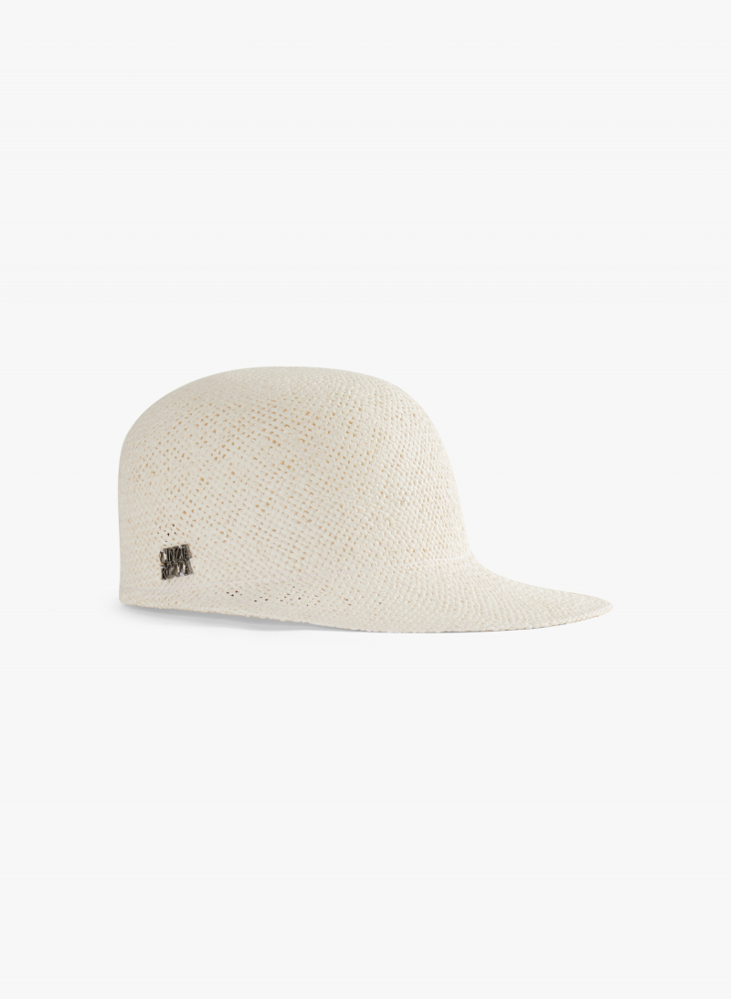 White straw baseball hat