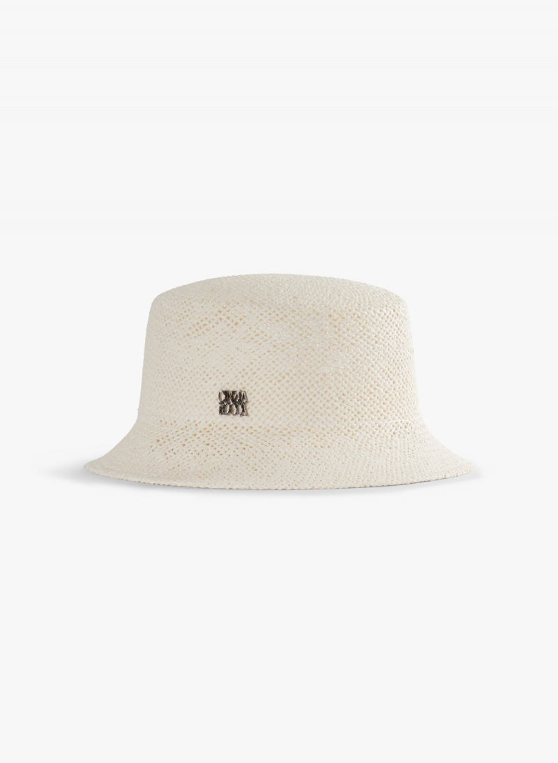 White straw bucket hat