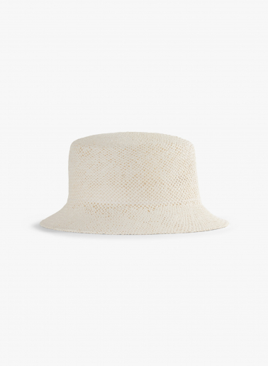 White straw bucket hat