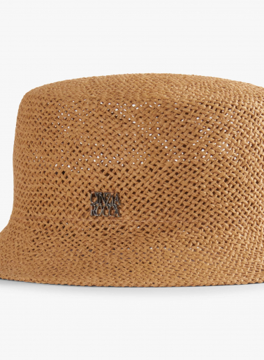 Camel straw bucket hat