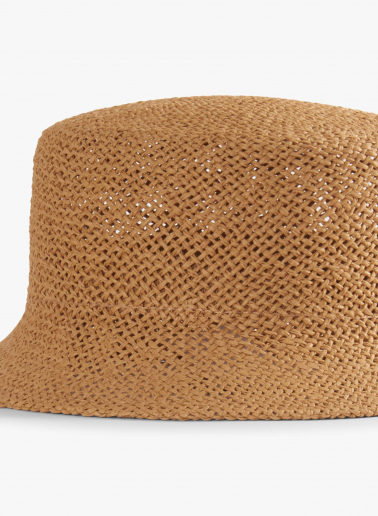 Camel straw bucket hat