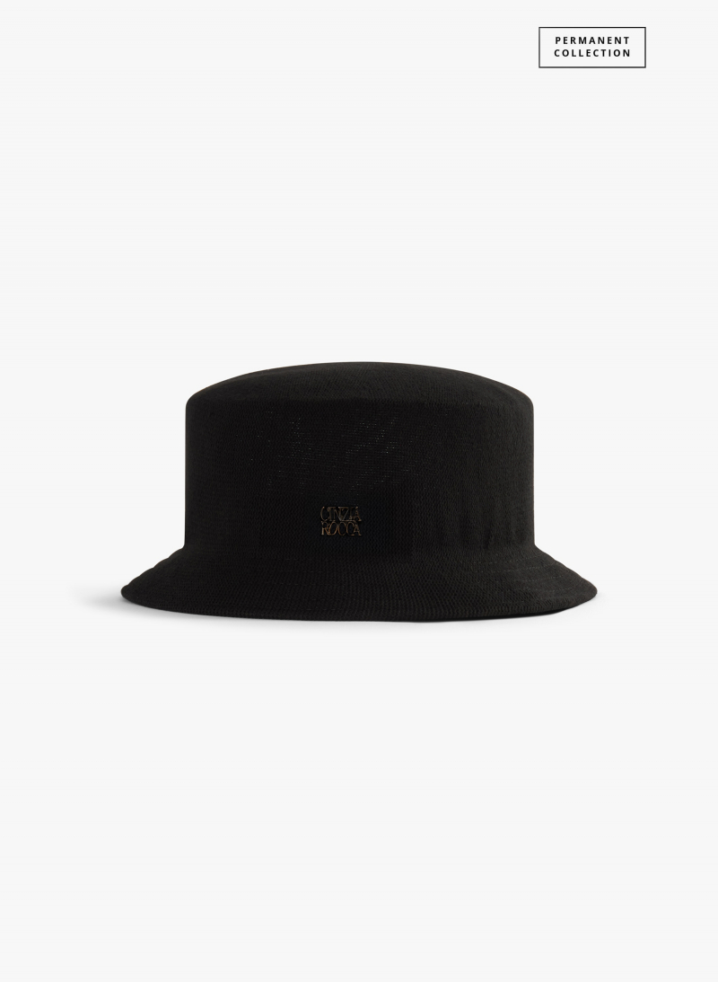 Black cotton bucket hat