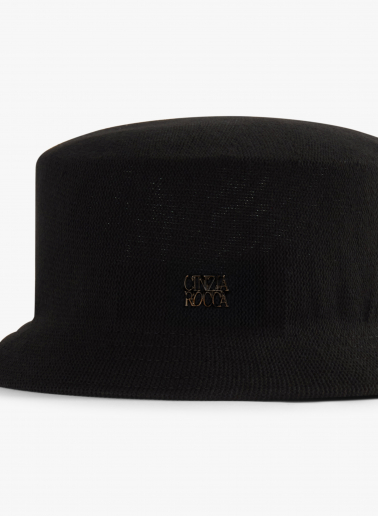 Black cotton bucket hat