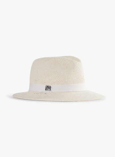 White classic openwork straw hat
