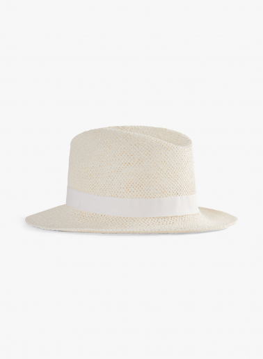 White classic openwork straw hat