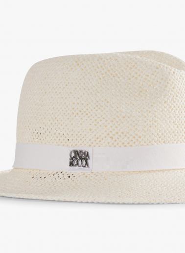 White classic openwork straw hat