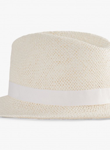 White classic openwork straw hat