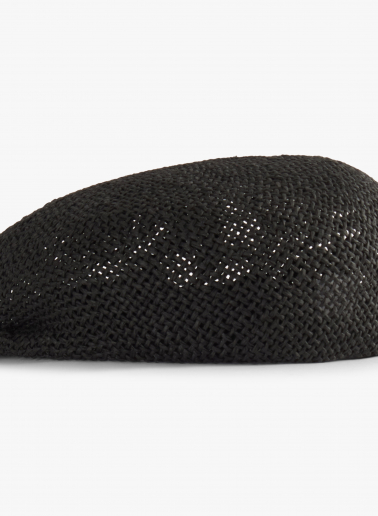 Black straw flat cap