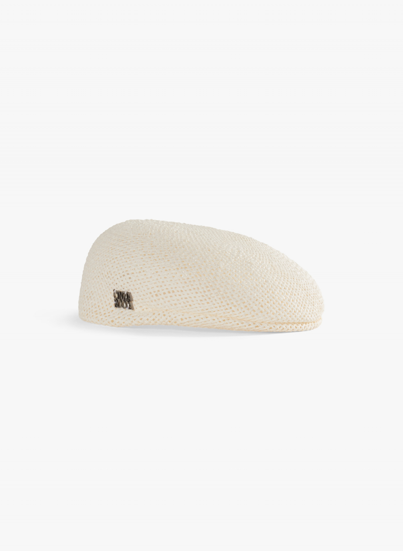 White straw flat cap